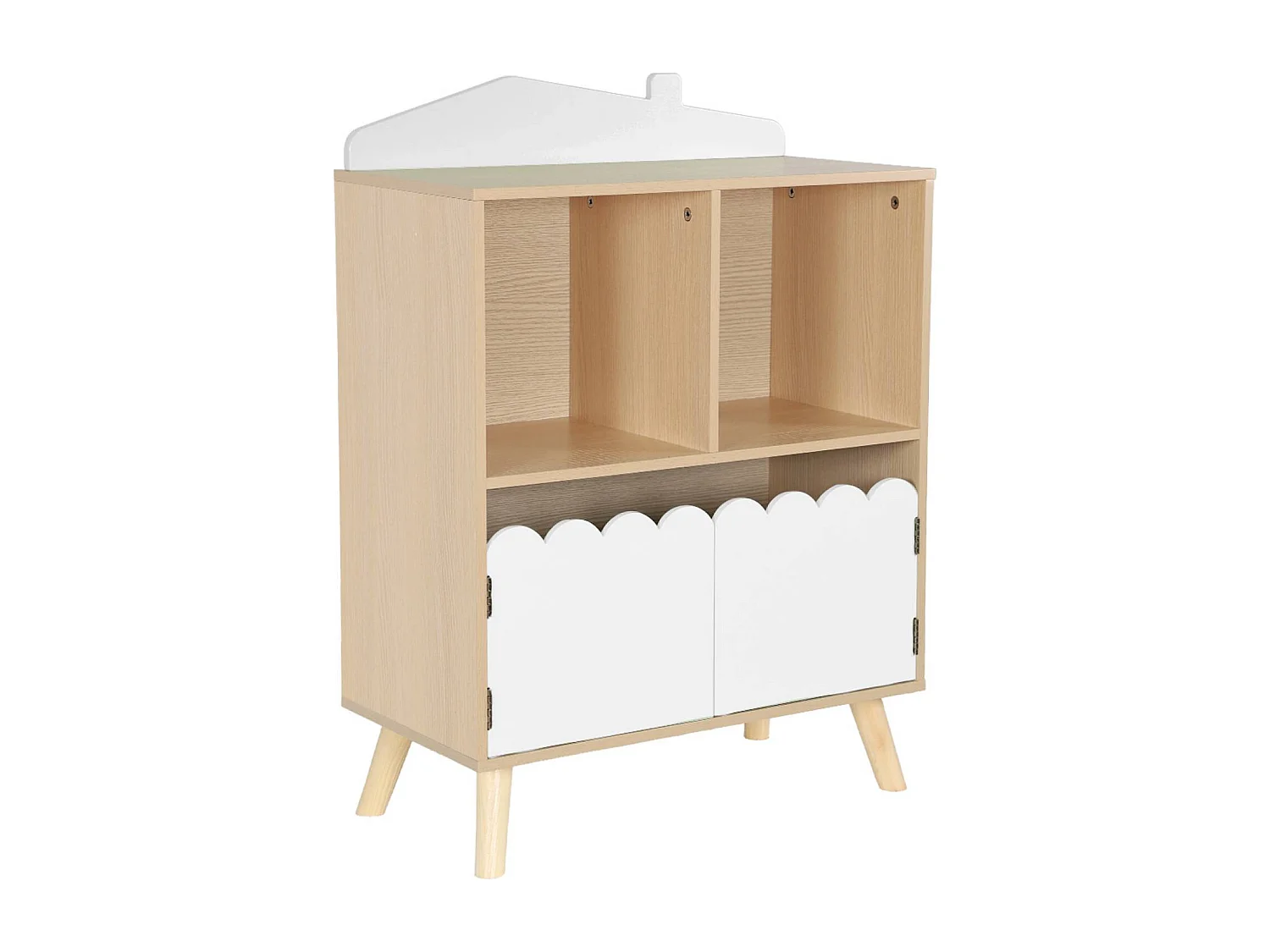 Libreria per bambini a 2 ripiani e 2 ante, bianco