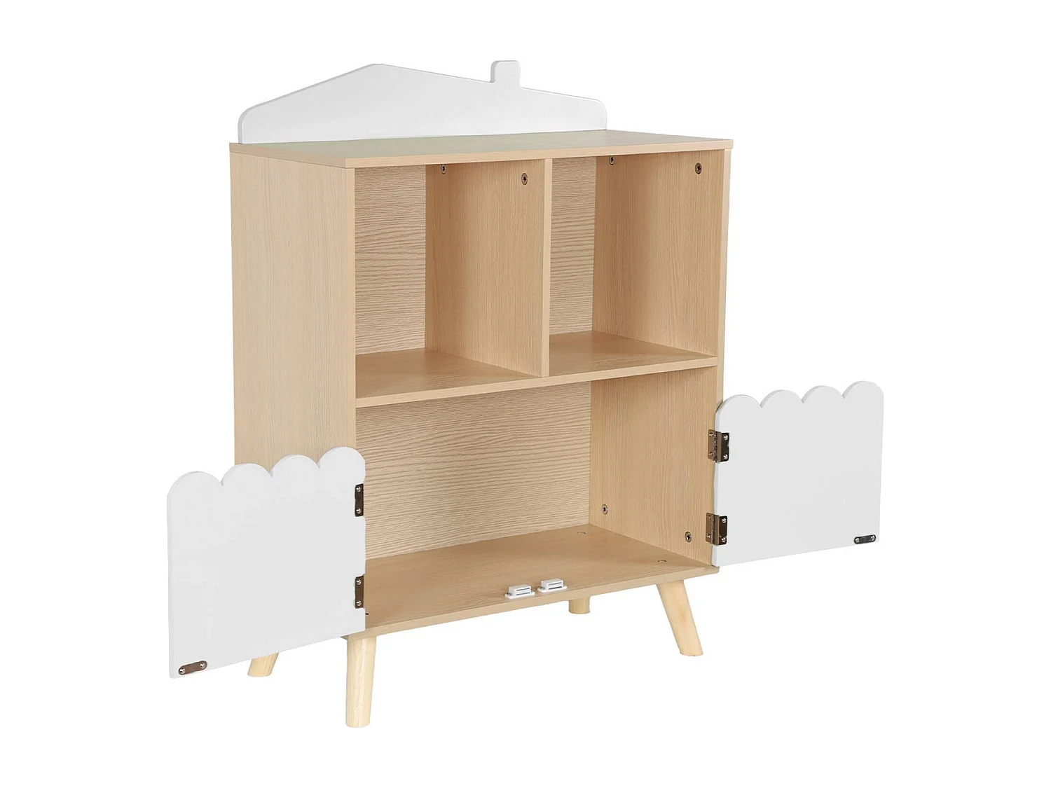 Libreria per bambini a 2 ripiani e 2 ante, bianco