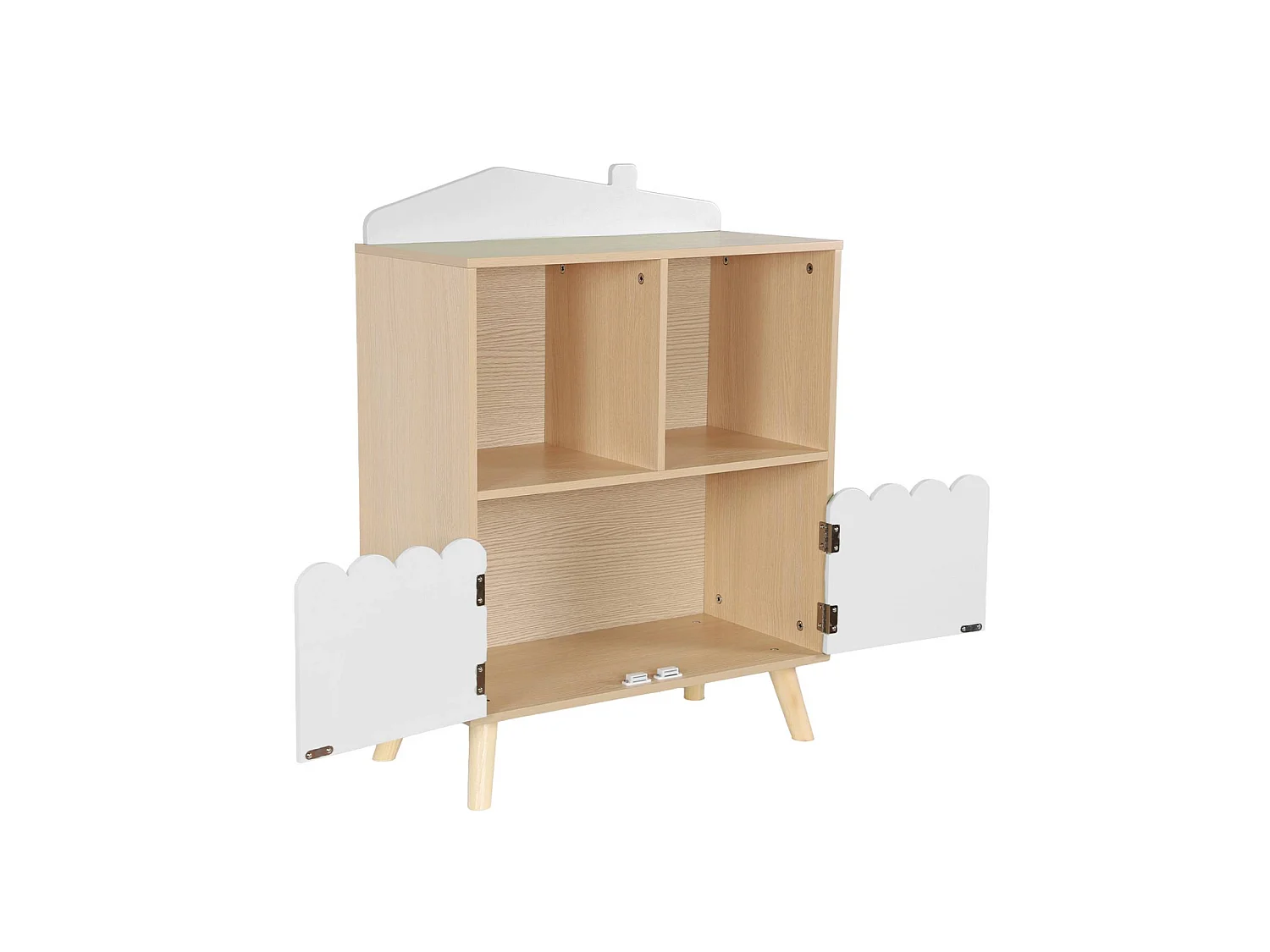 Bibliothèque enfant 2 étagères 2 portes. blanc