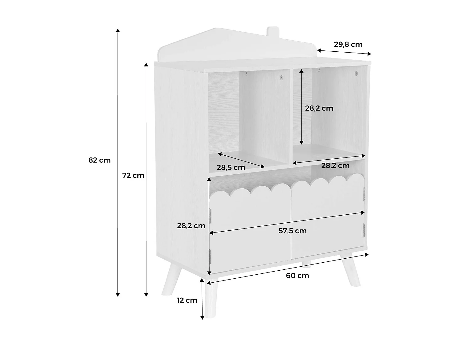 Librería infantil de 2 estantes y 2 puertas rosa