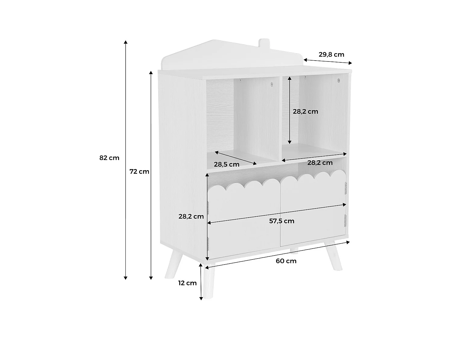 Bibliothèque enfant 2 étagères 2 portes. vert