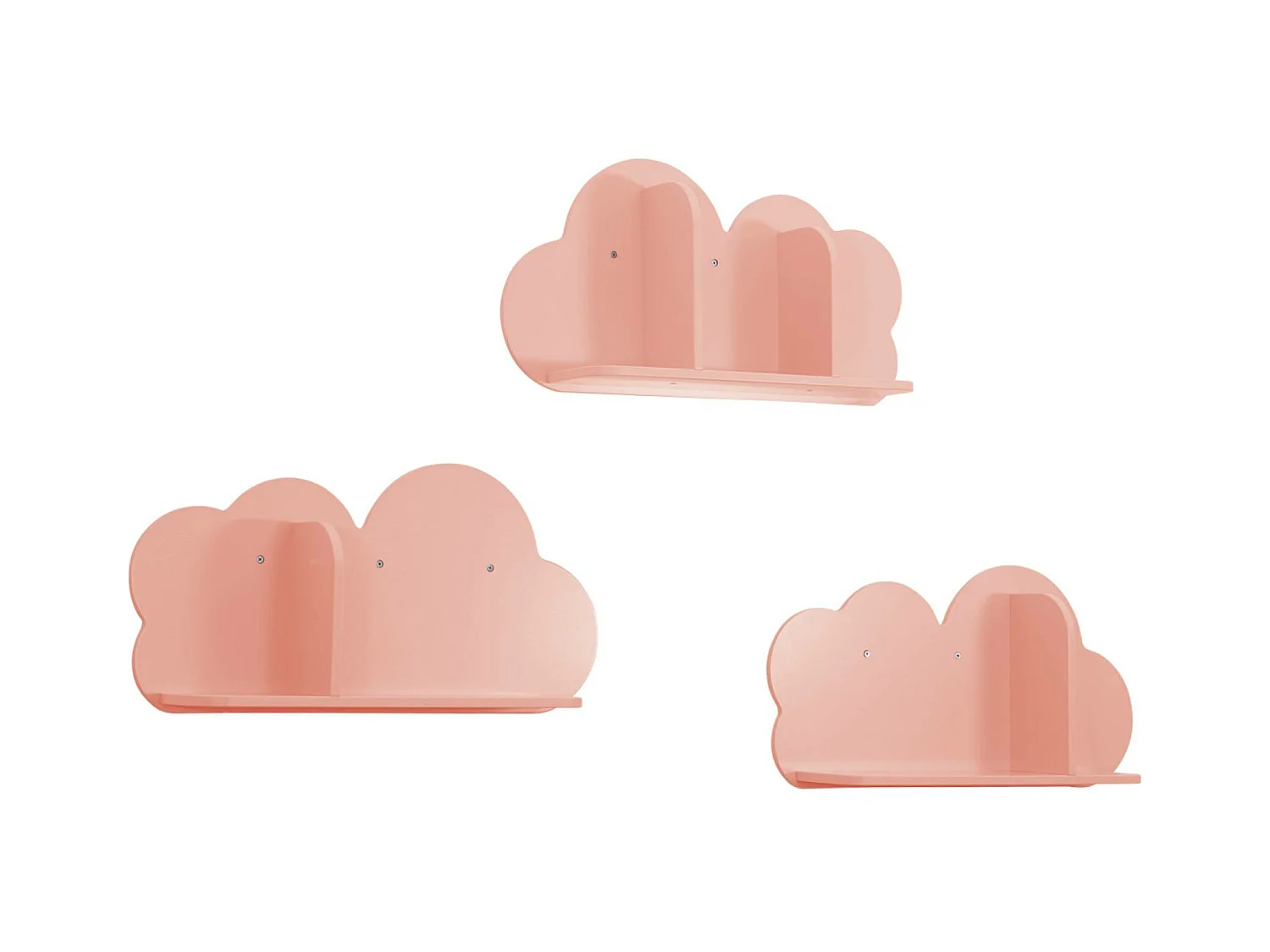 Lot de 3 étagères murales roses nuage pour chambre enfant
