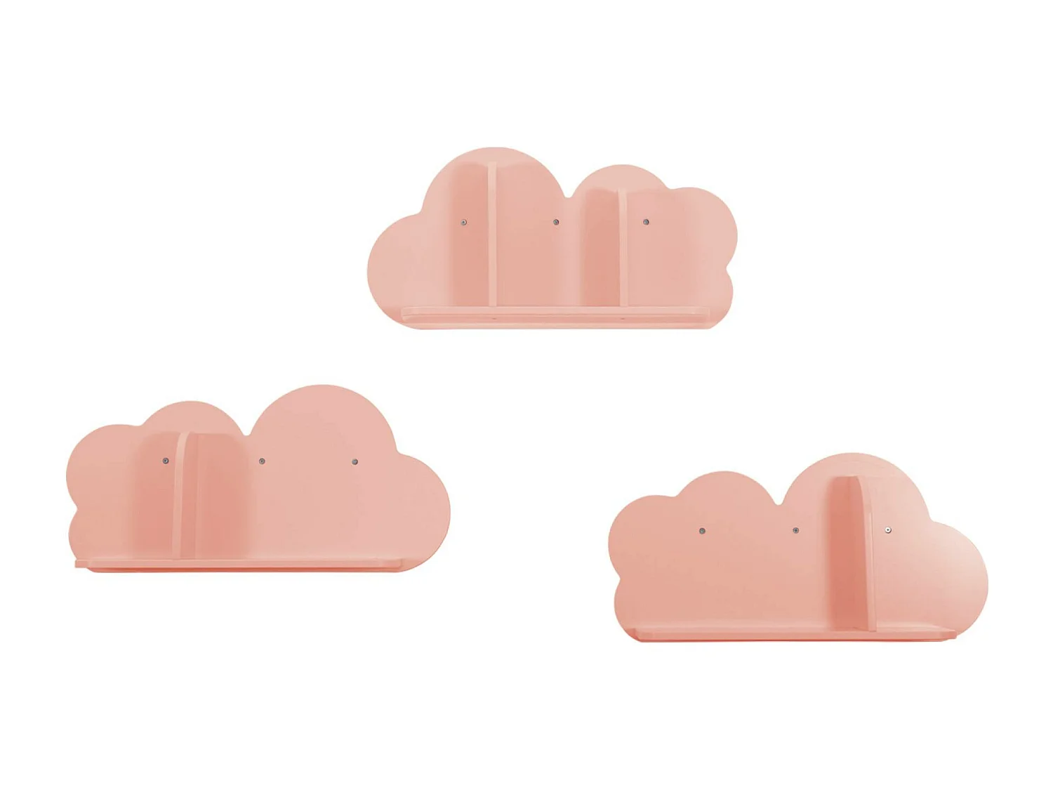 Lot de 3 étagères murales roses nuage pour chambre enfant