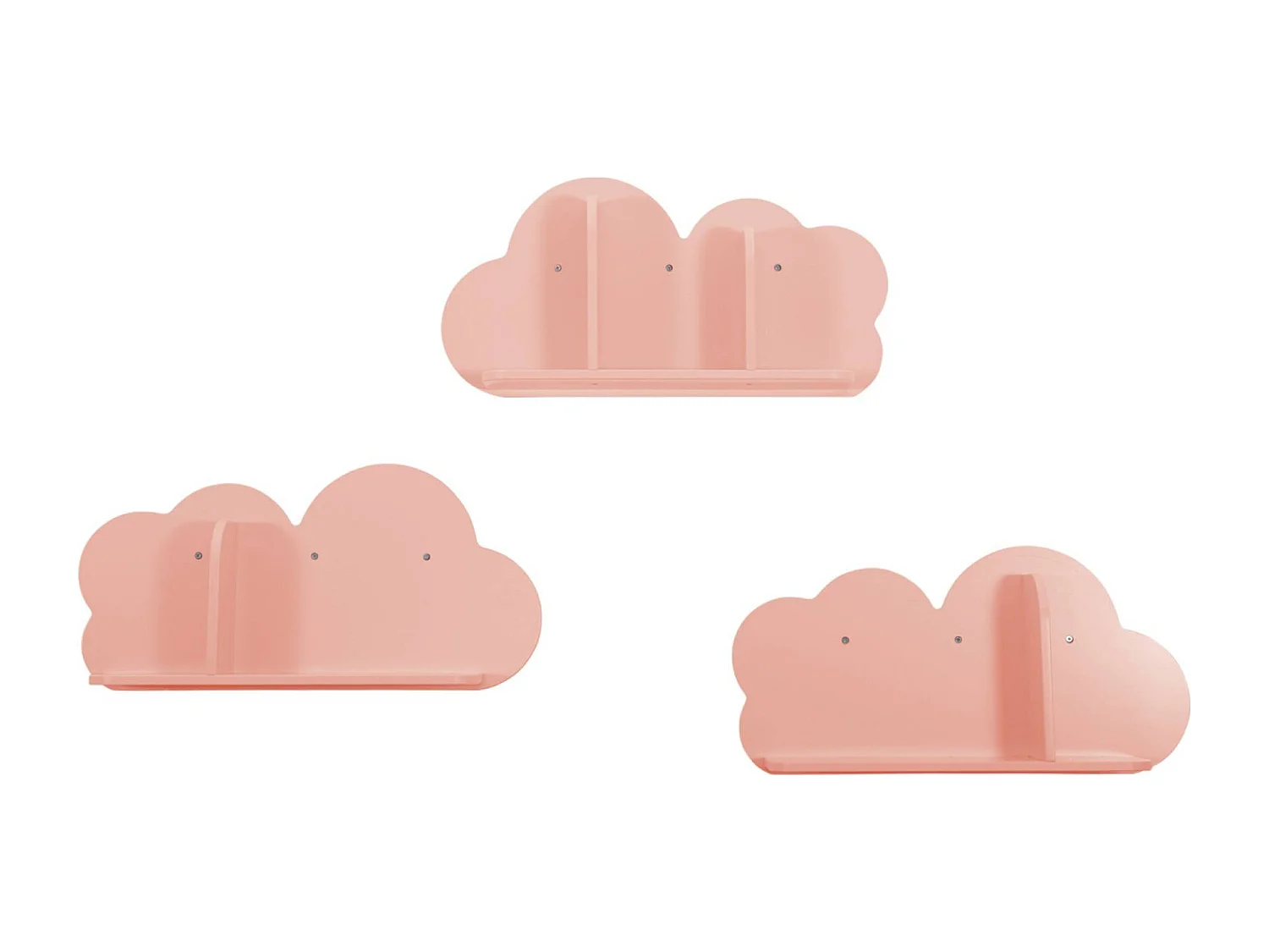 Lot de 3 étagères murales roses nuage pour chambre enfant