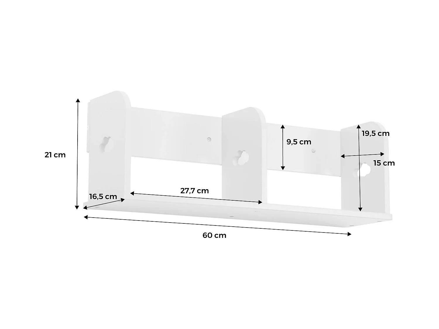 Estantería de pared para dormitorio infantil 60cm blanco