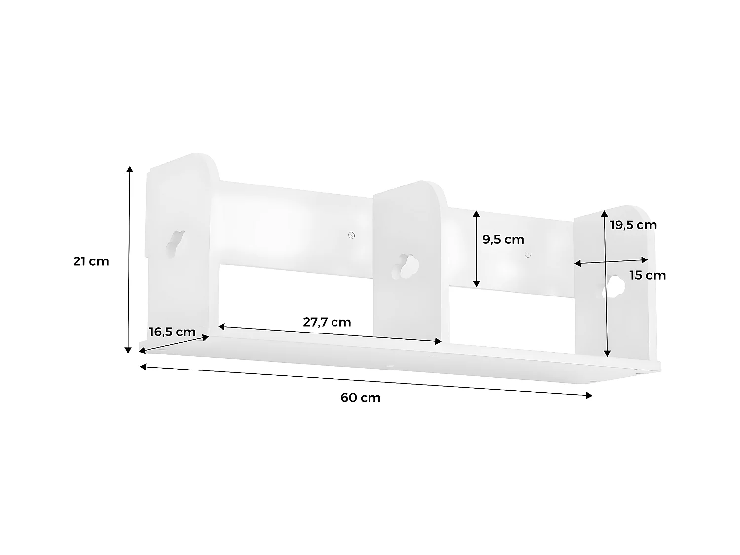 Estantería de pared para dormitorio infantil 60cm blanco