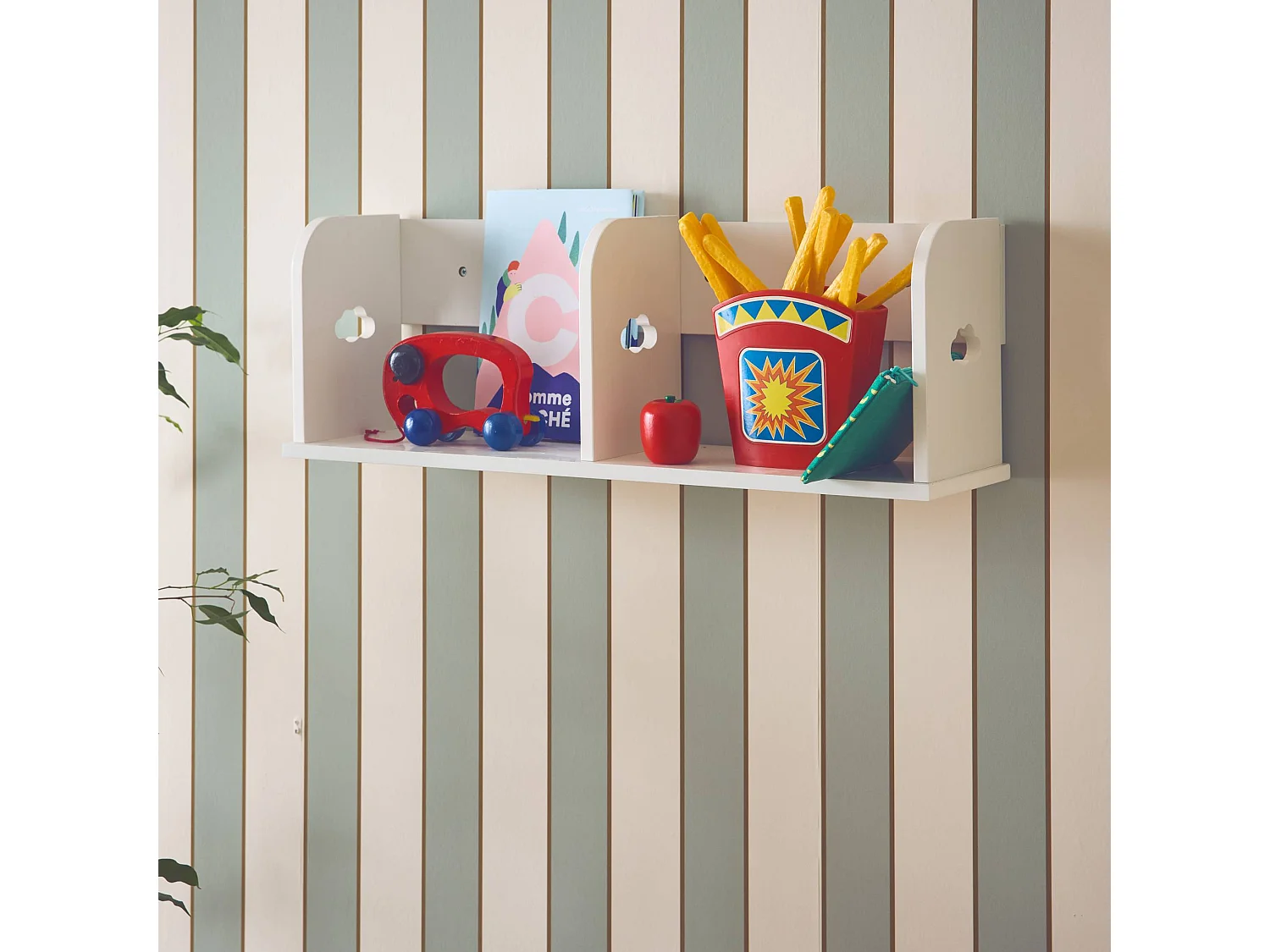 Étagère murale blanche rangement chambre enfant 60cm