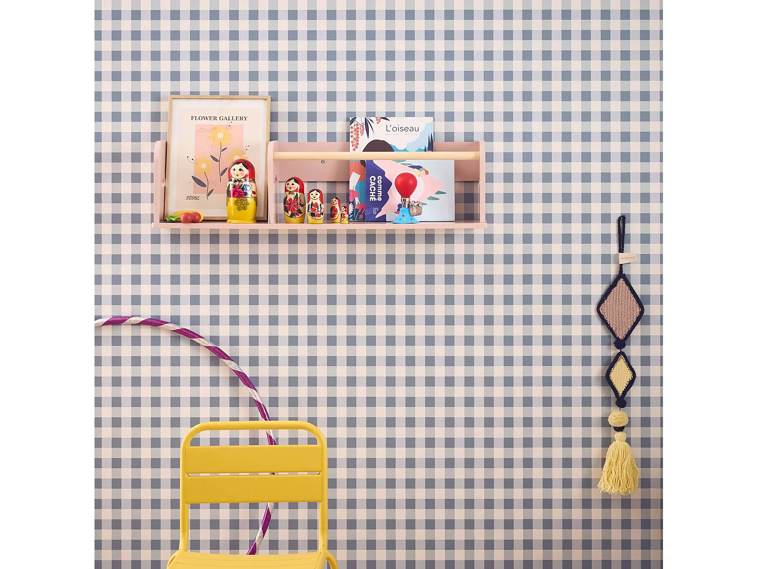 Estantería de pared para dormitorio infantil 80cm rosa