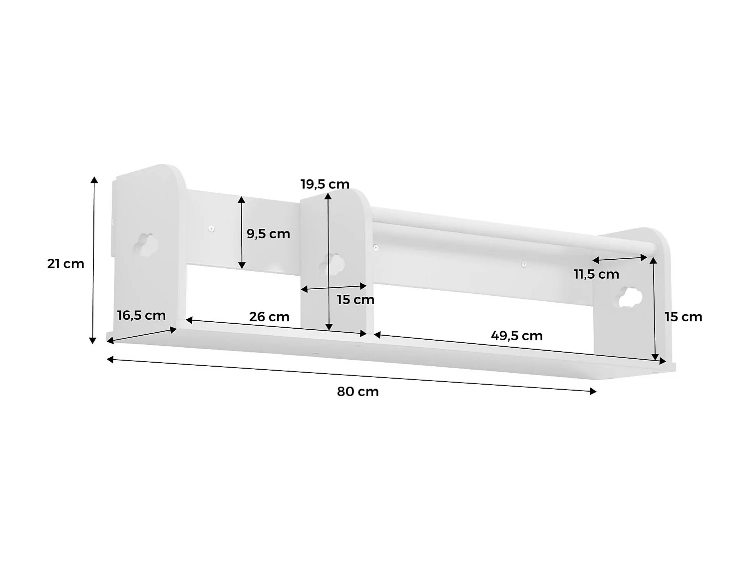 Estantería de pared para dormitorio infantil 80cm rosa