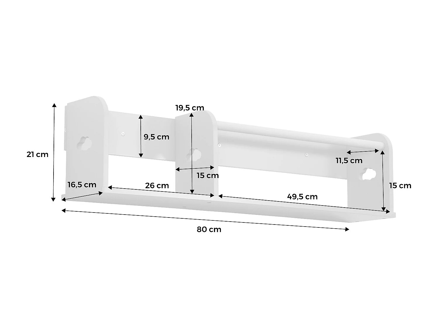 Estantería de pared para dormitorio infantil 80cm rosa