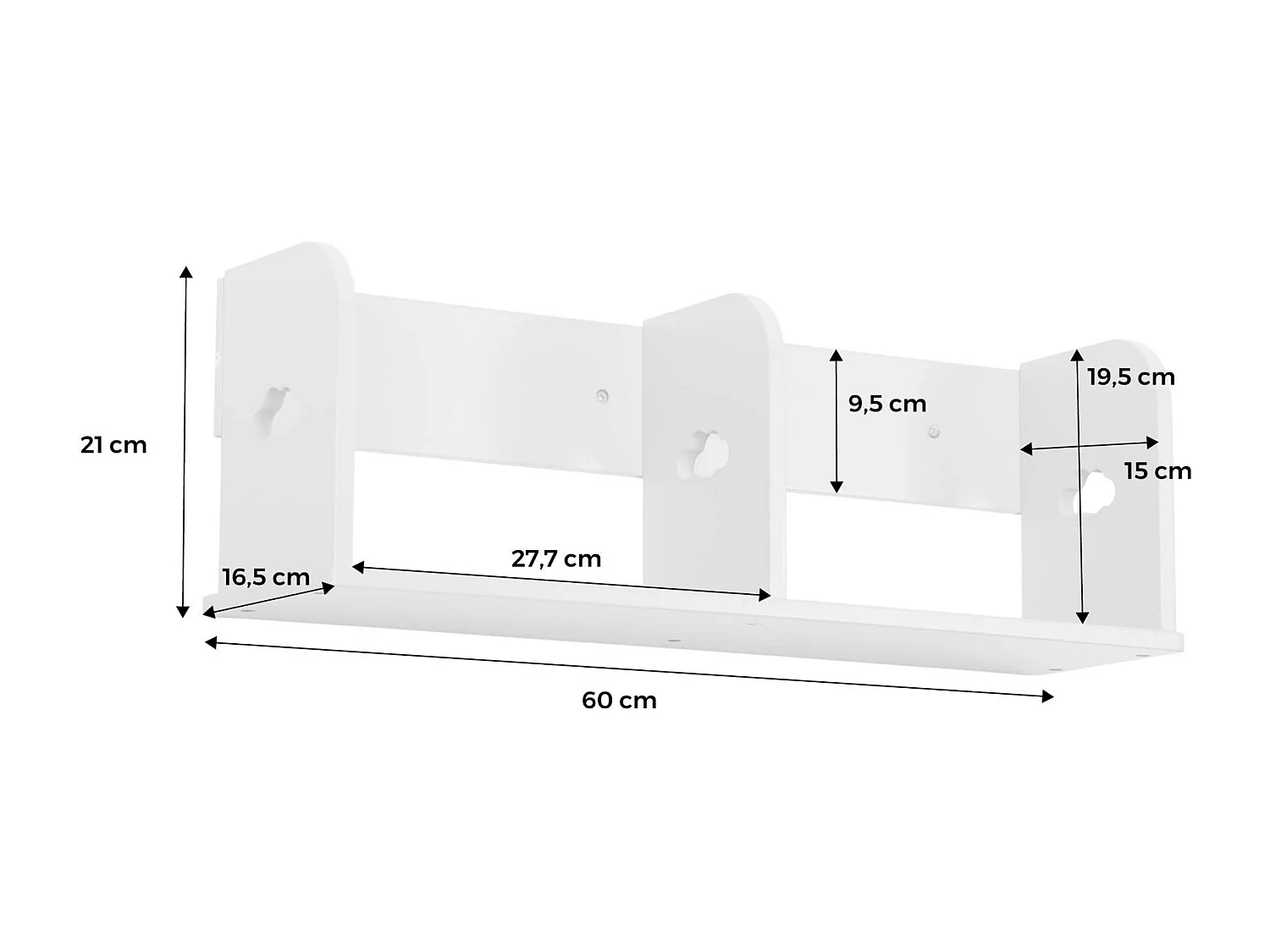 Mensola a muro per cameretta, 60cm, verde