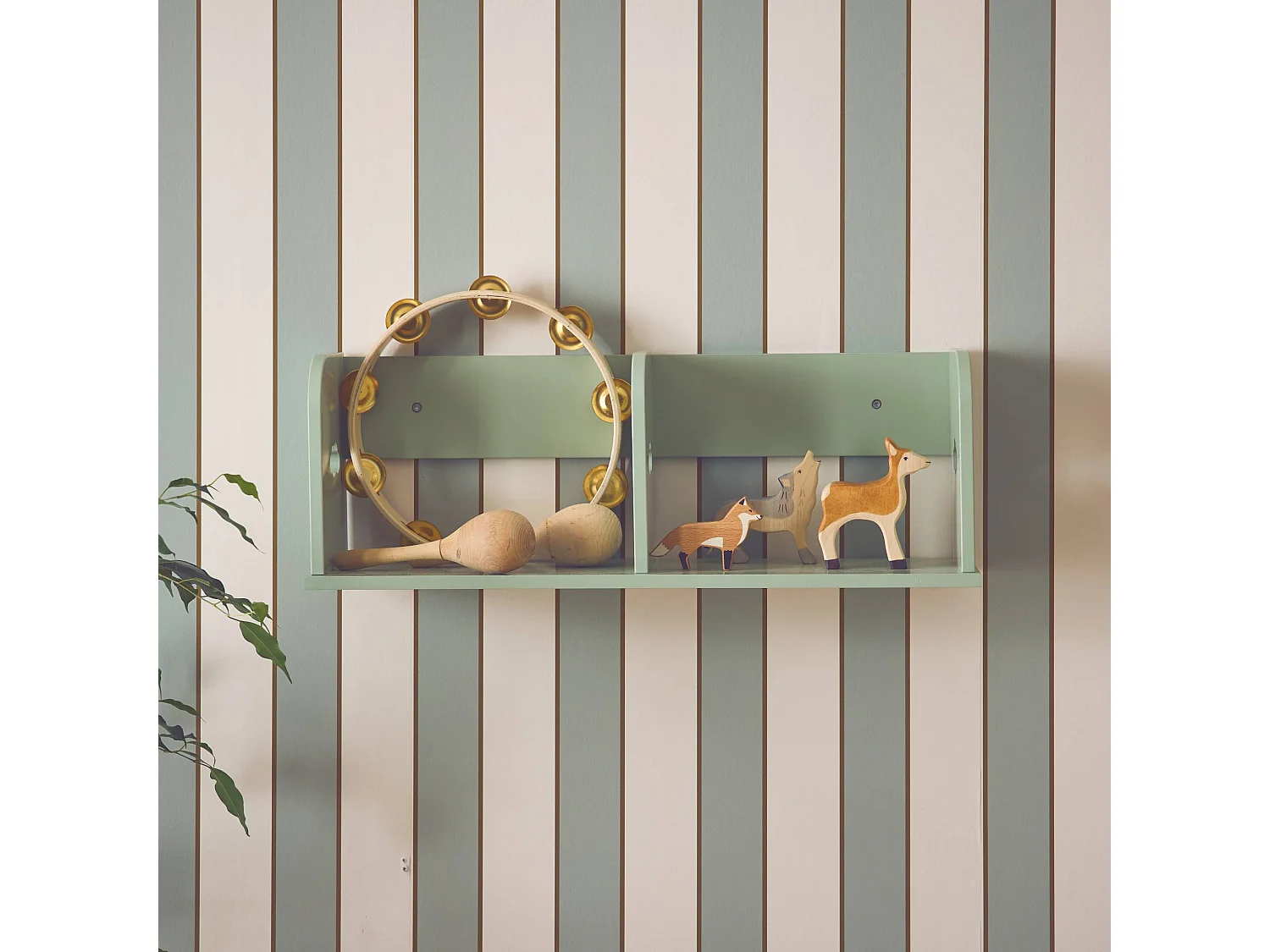 Étagère murale verte rangement chambre enfant 60cm