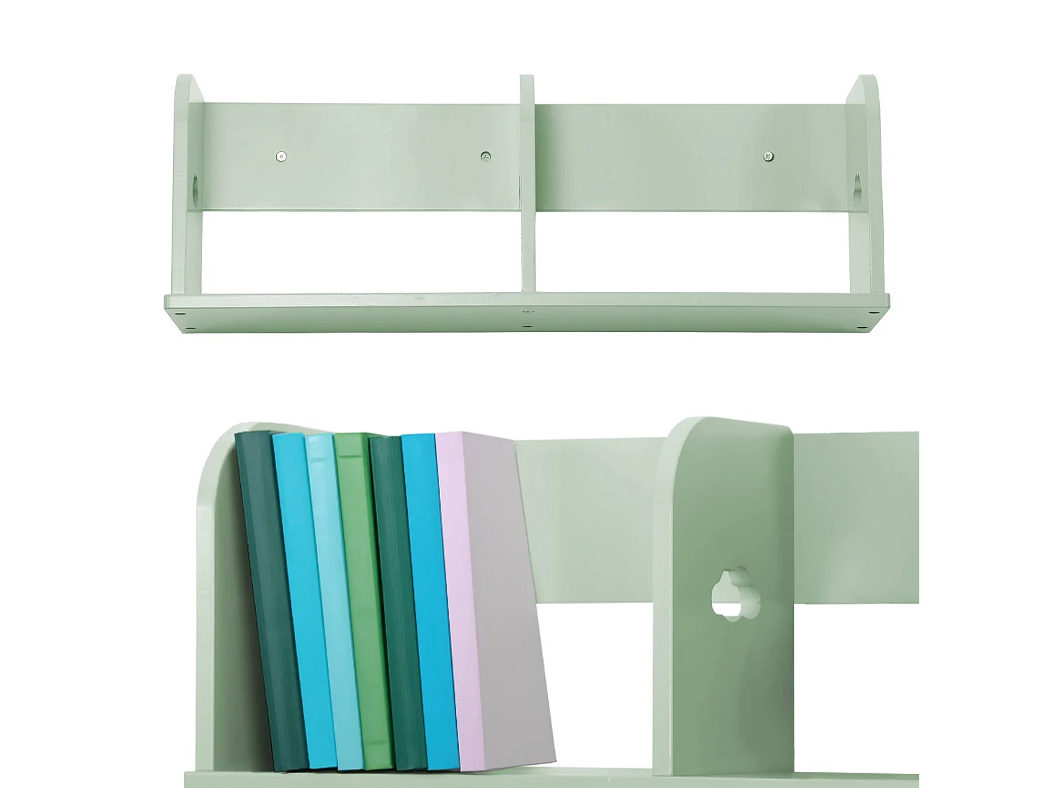 Étagère murale verte rangement chambre enfant 60cm