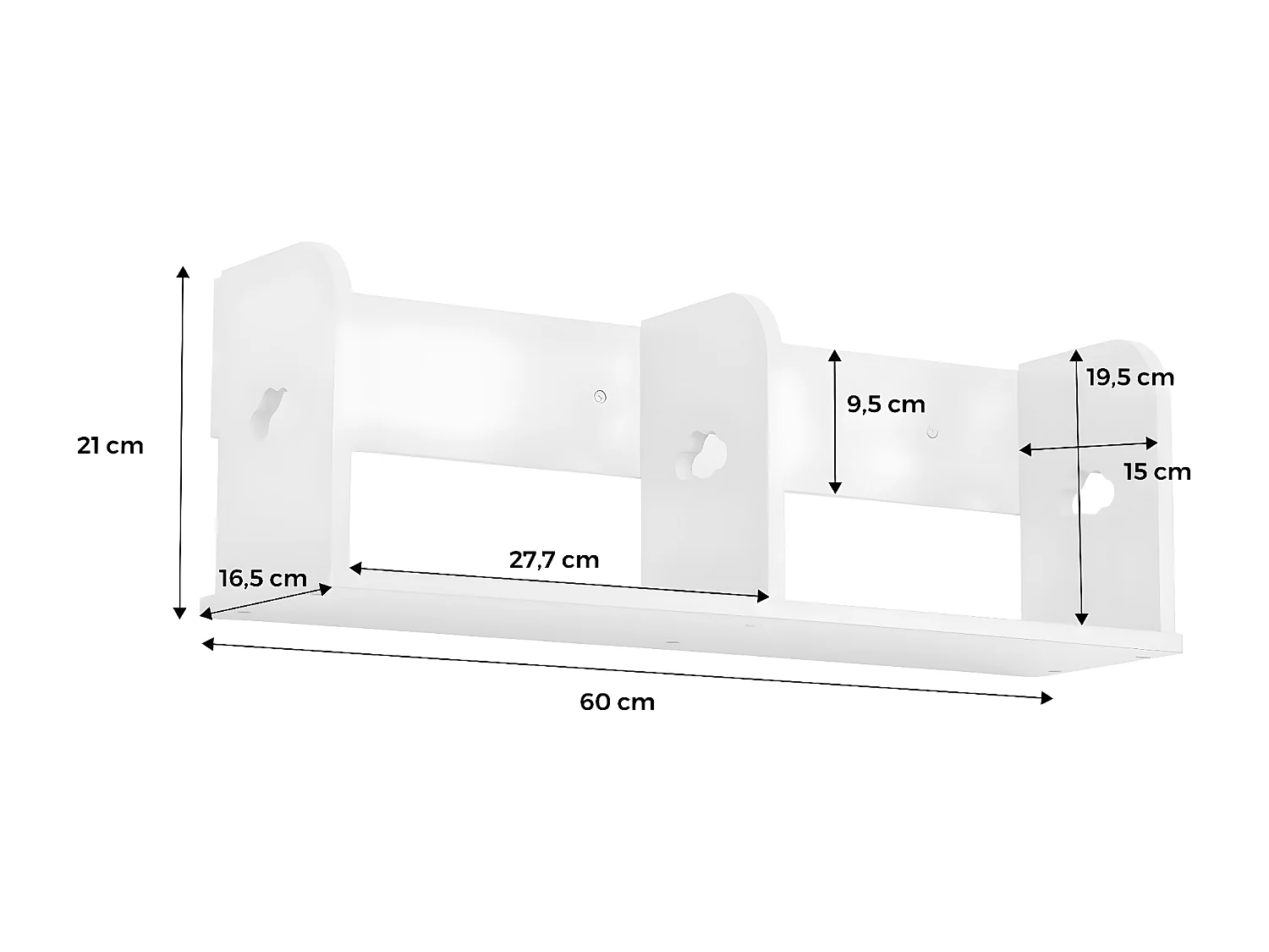 Étagère murale verte rangement chambre enfant 60cm