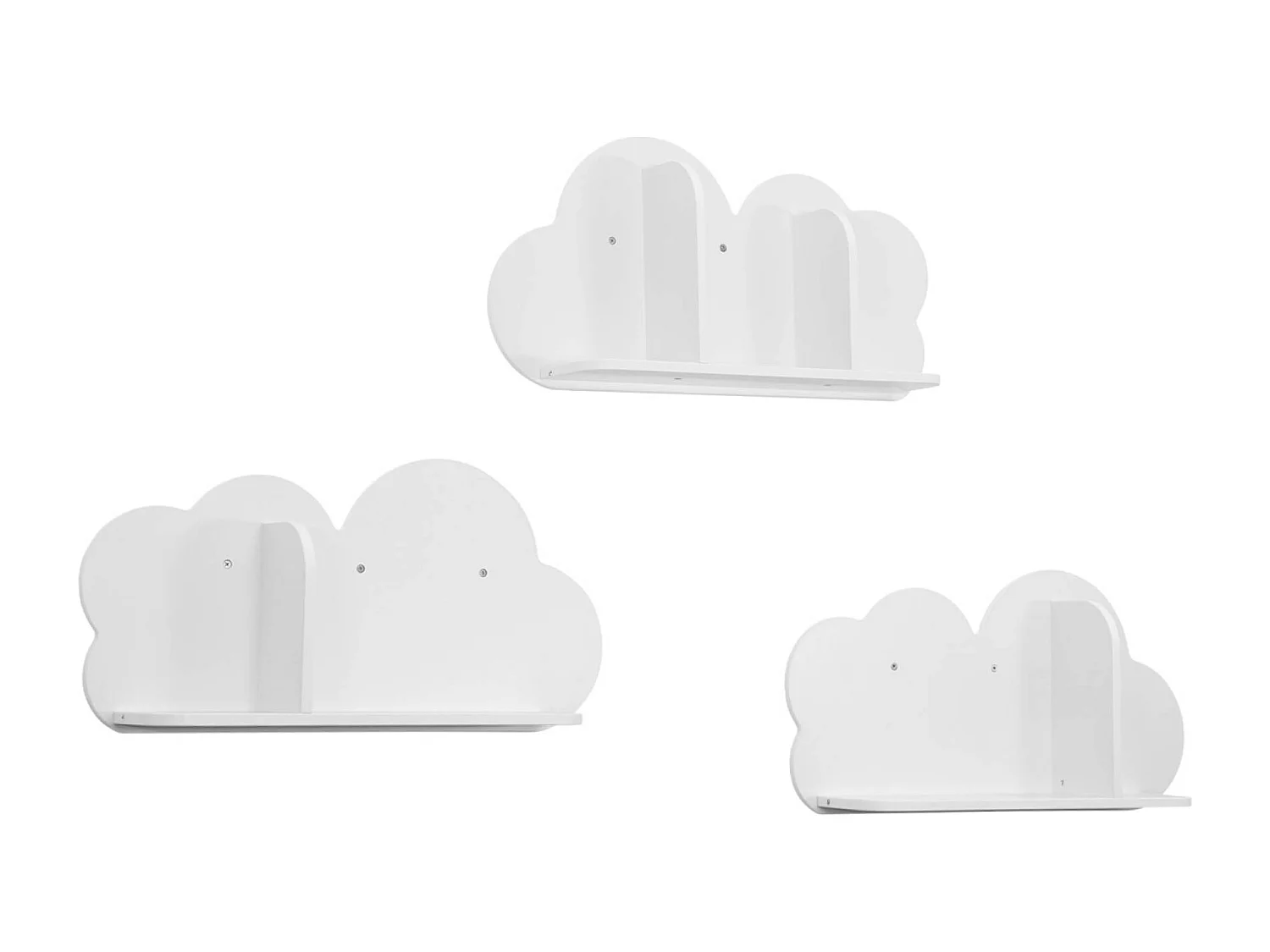 Lot de 3 étagères murales blanches nuage pour chambre enfant