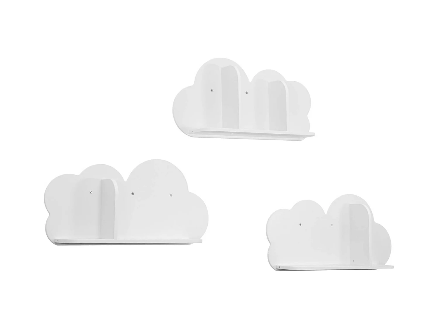 Estantería de pared nube para dormitorio infantil, set de 3 blanco