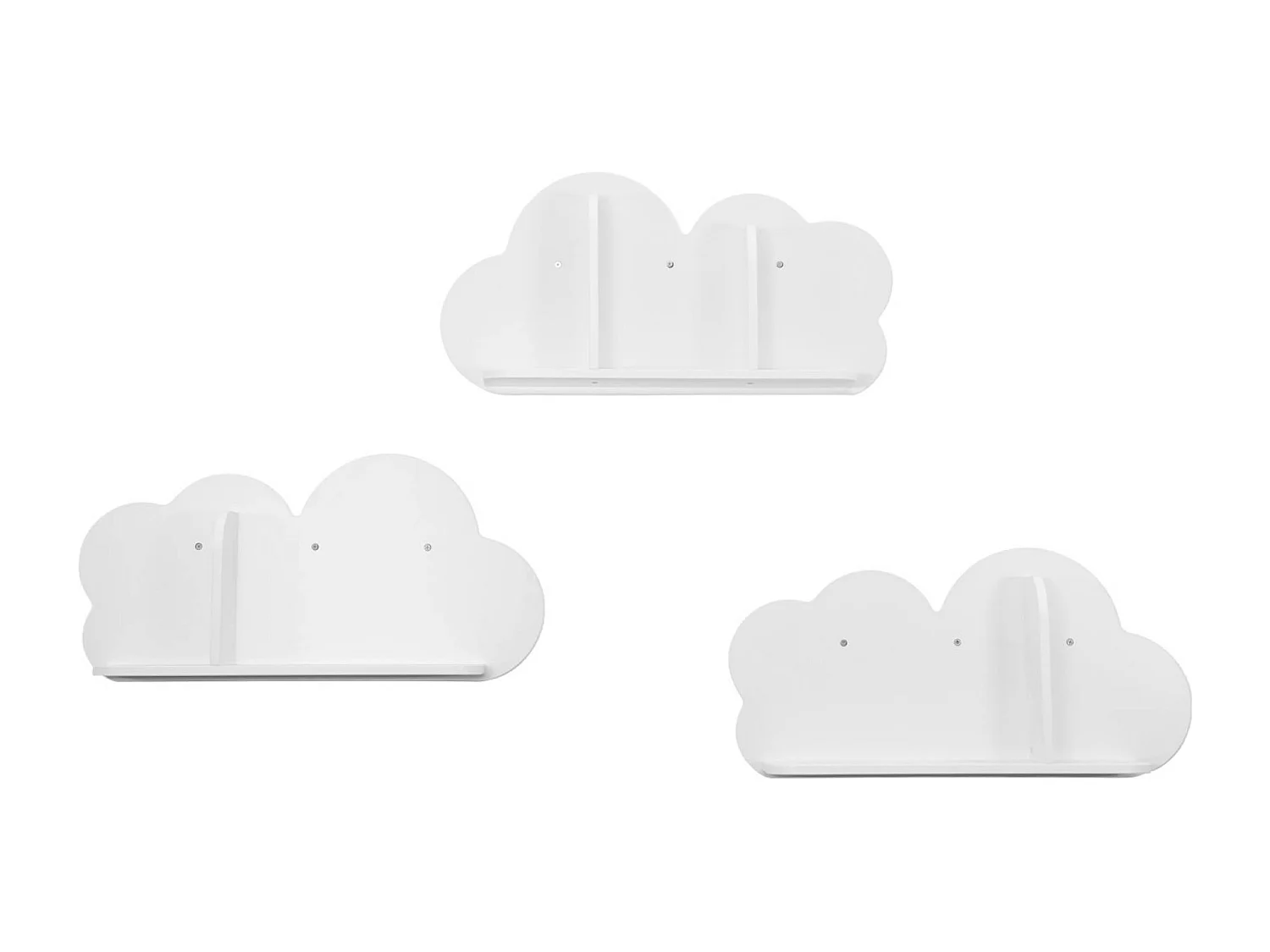 Estantería de pared nube para dormitorio infantil, set de 3 blanco
