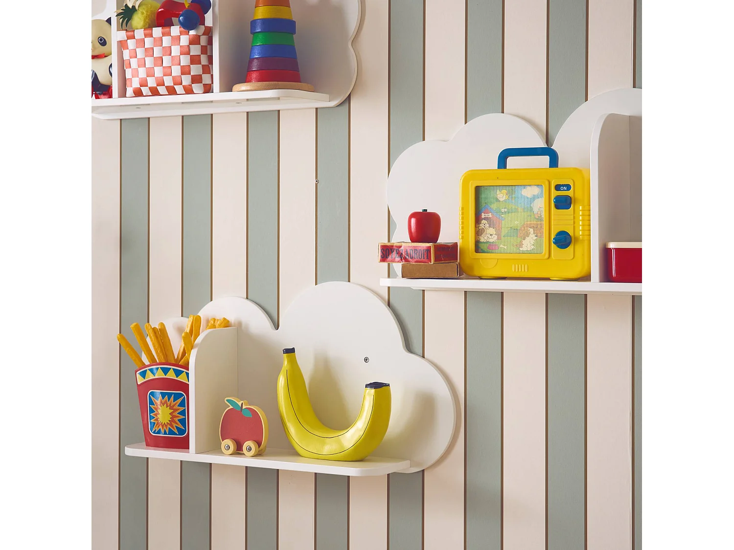 Mensole da parete nuvole per la cameretta dei bambini, set di 3,