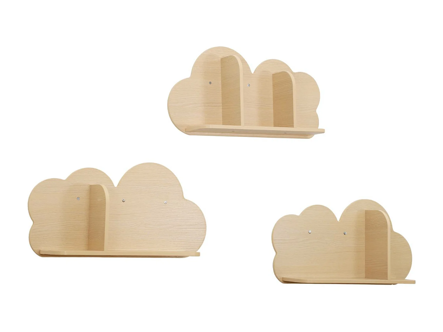 Mensole da parete nuvole per la cameretta dei bambini, set di 3,