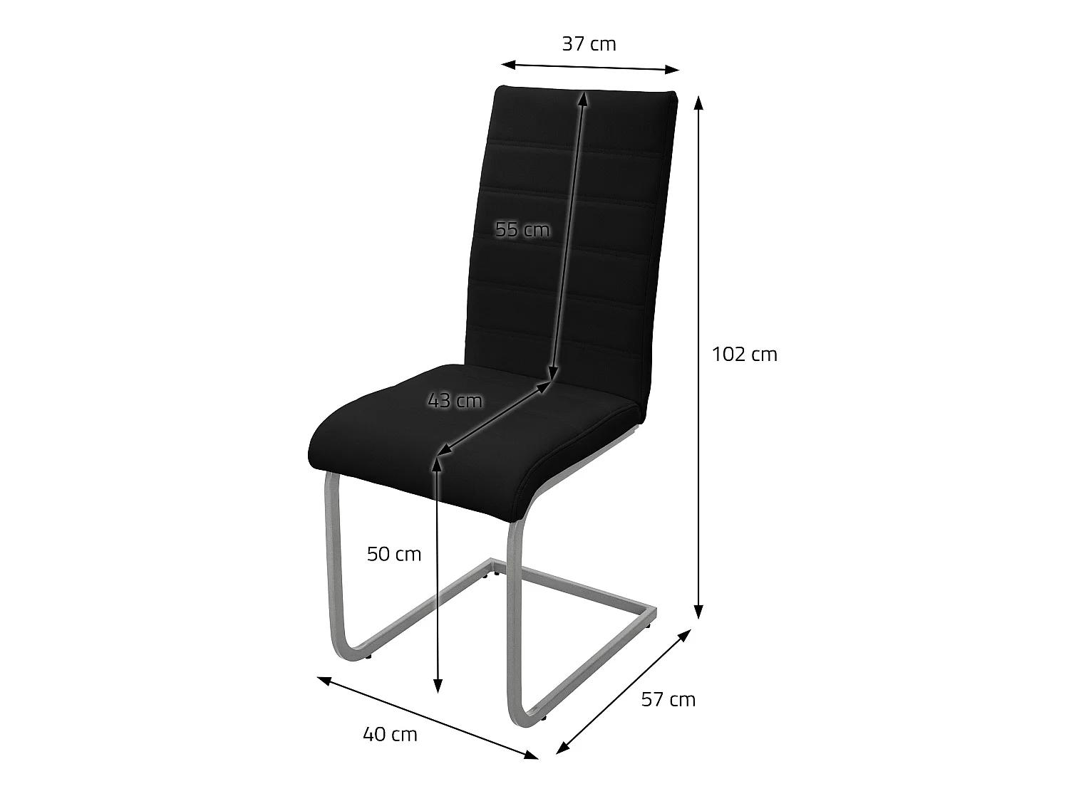 ML-Design 6x Sillas de comedor basculantes, tapizadas PU imitación cuero negro con respaldo alto asiento diseño cantilever con estructura metálica