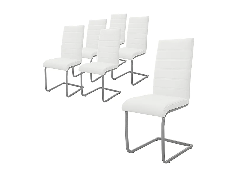 6 sillas de comedor basculante blanco asientos cantilever de polipiel ergonómico