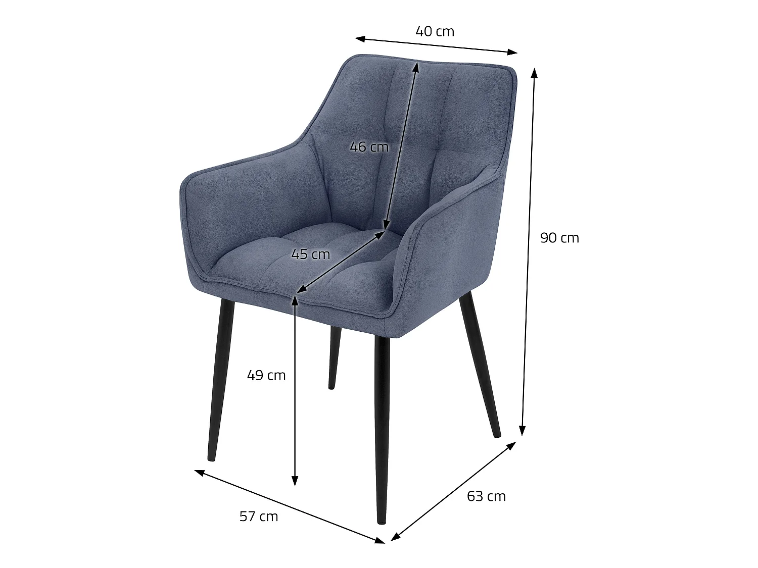 Lot de 6 chaises de salle à manger pétrole dossier et accoudoirs ergonomiques assise rembourrée en tissu éponge piètement en métal design moderne