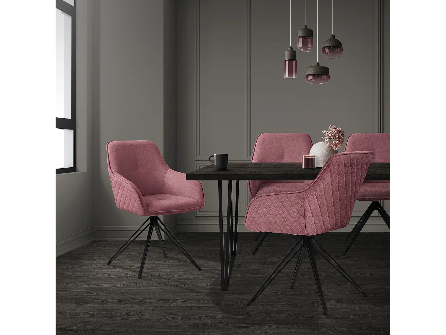 Silla giratoria Silla de comedor Sillón 360 grados giratorio Silla de salón Rosa