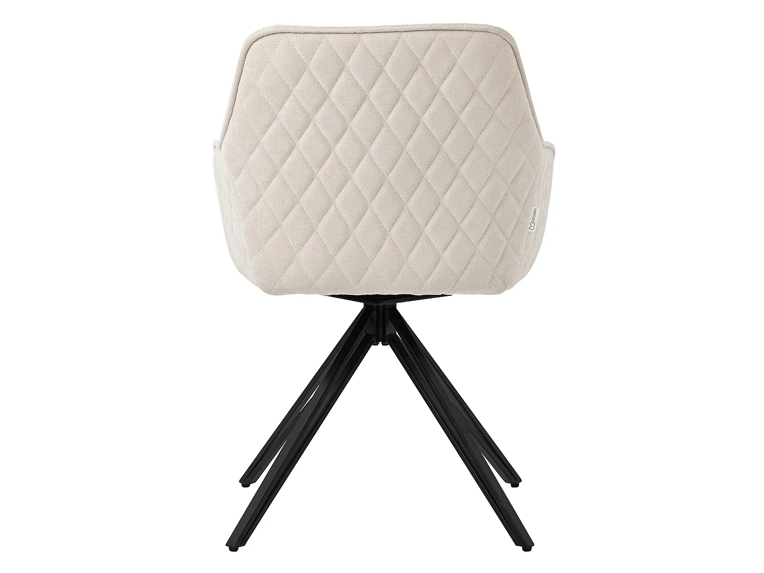 Lot de 6 chaises de salle à manger crème pivotante avec dossier et accoudoirs ergonomiques revêtement en textile tissé piètement noir en métal