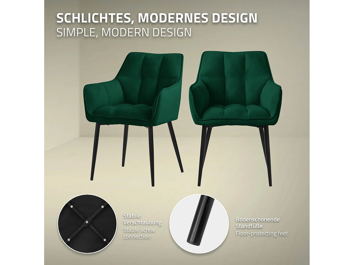 Lot de 2 chaises de salle à manger vieux rose assise et dossier rembourrés en éponge tissu polyester ergonomique pieds noir en acier design élégant