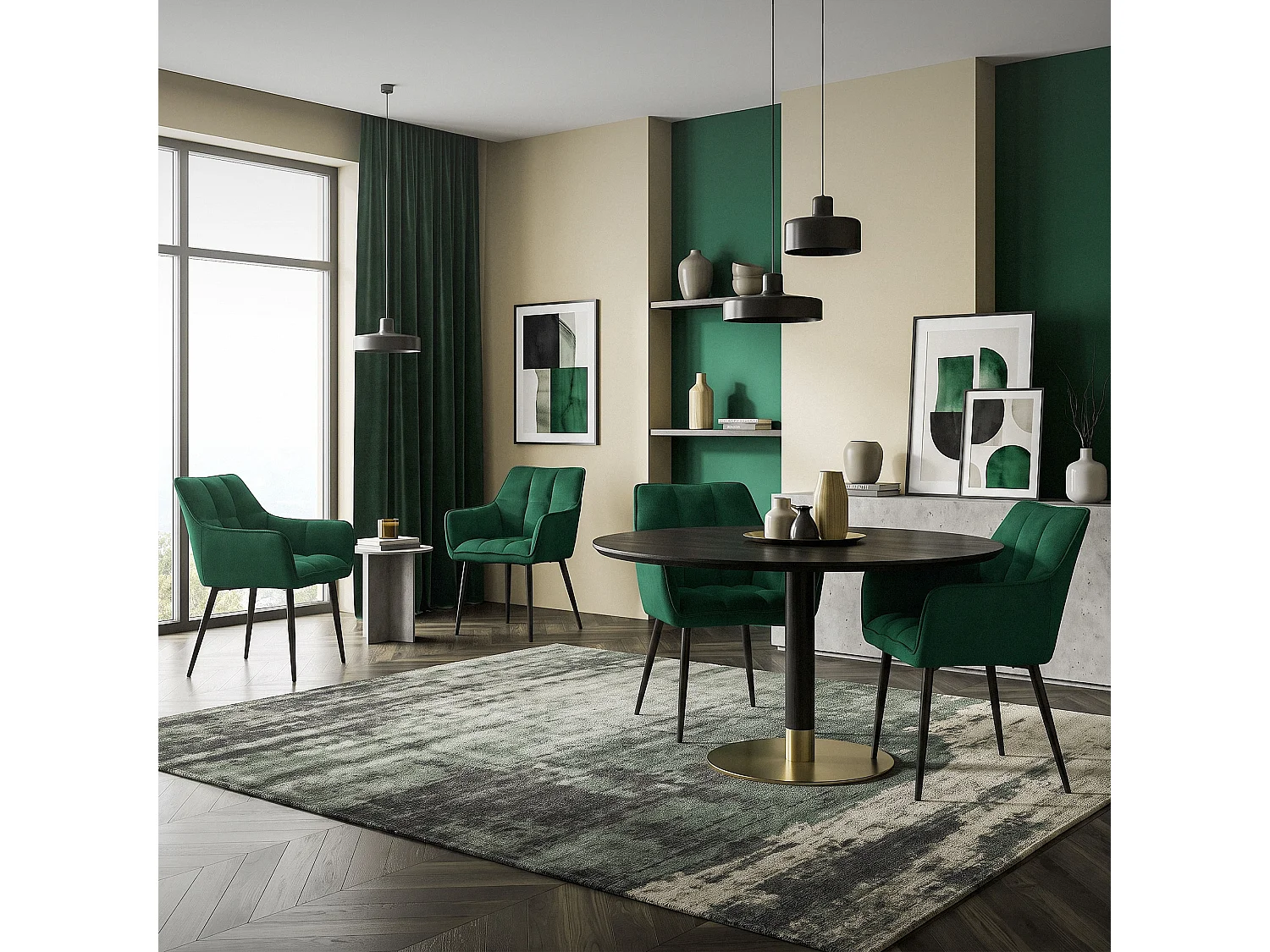 Lot de 2 chaises de salle à manger vieux rose assise et dossier rembourrés en éponge tissu polyester ergonomique pieds noir en acier design élégant