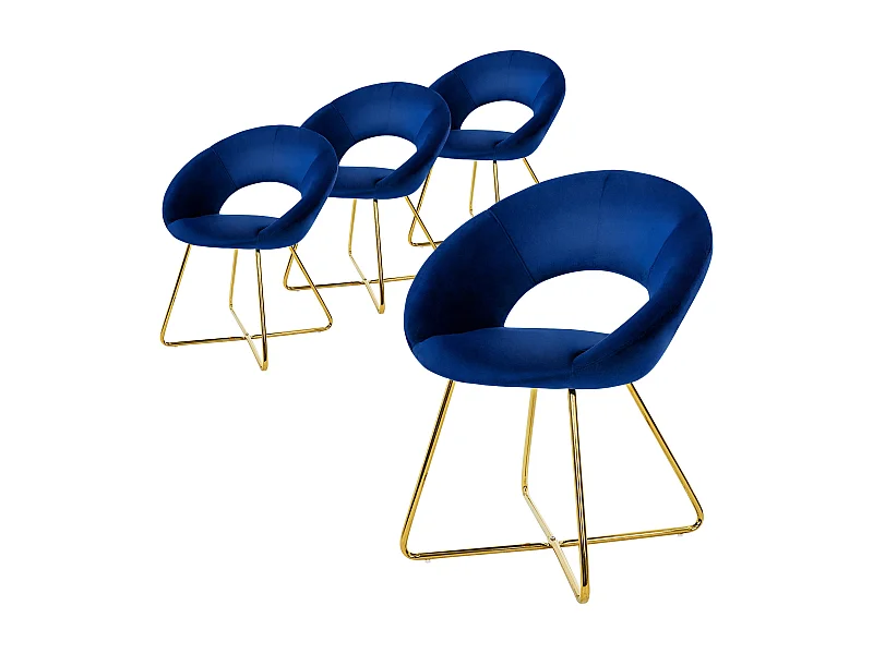 Set 2 sedie sala da pranzo poltroncine sedile schienale imbottito velluto blu