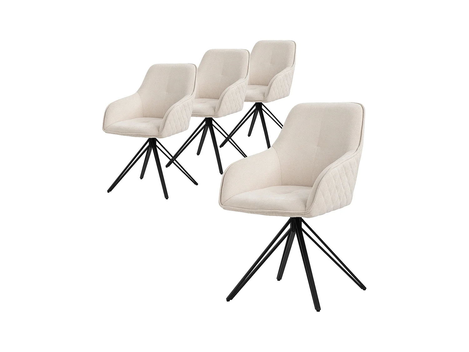 ML-Design Chaise de salle à manger pivotante 4er Set, Textile Tissu, Crème, Chaise de salon avec accoudoirs/dossier, 360° Chaise pivotante, Chaise rembourrée avec pieds métalliques, Fauteuil ergonomique, Chaise de cuisine Loungesessel