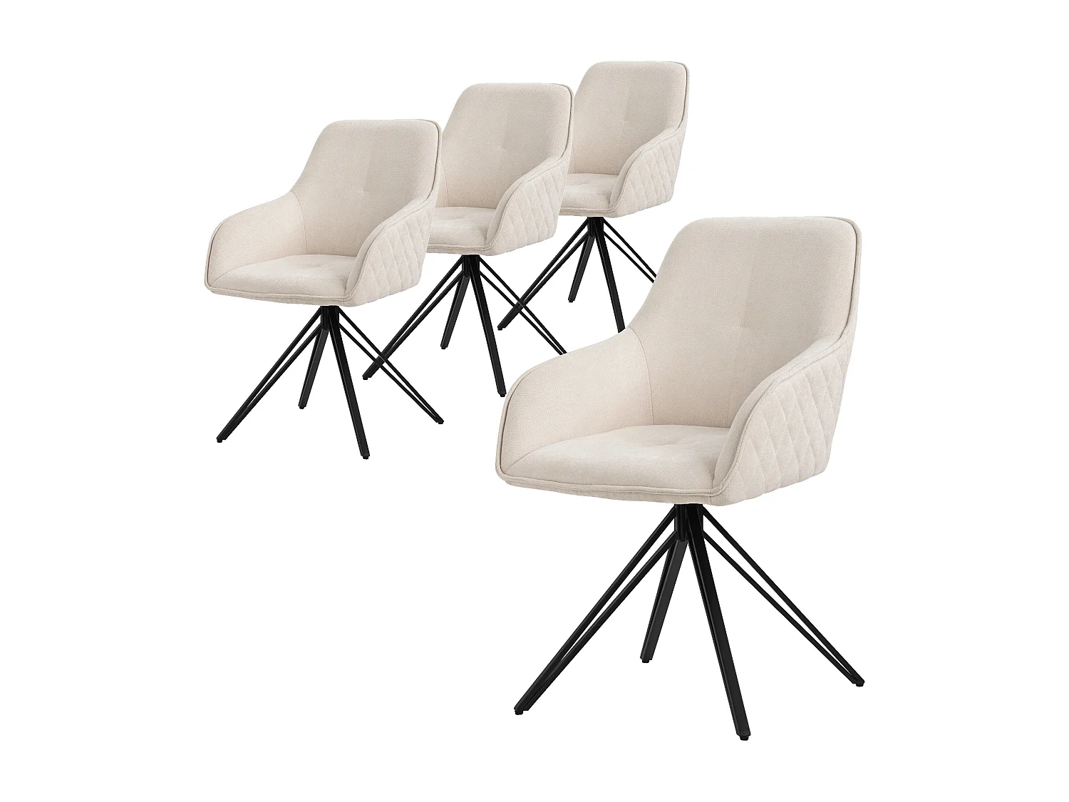 4 silla de comedor giratoria sillón 360 grados silla de salón giratoria crema