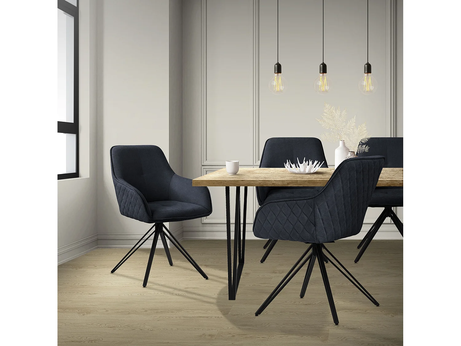 Silla giratoria Silla de comedor Sillón Giratorio 360 grados Silla de salón Negr