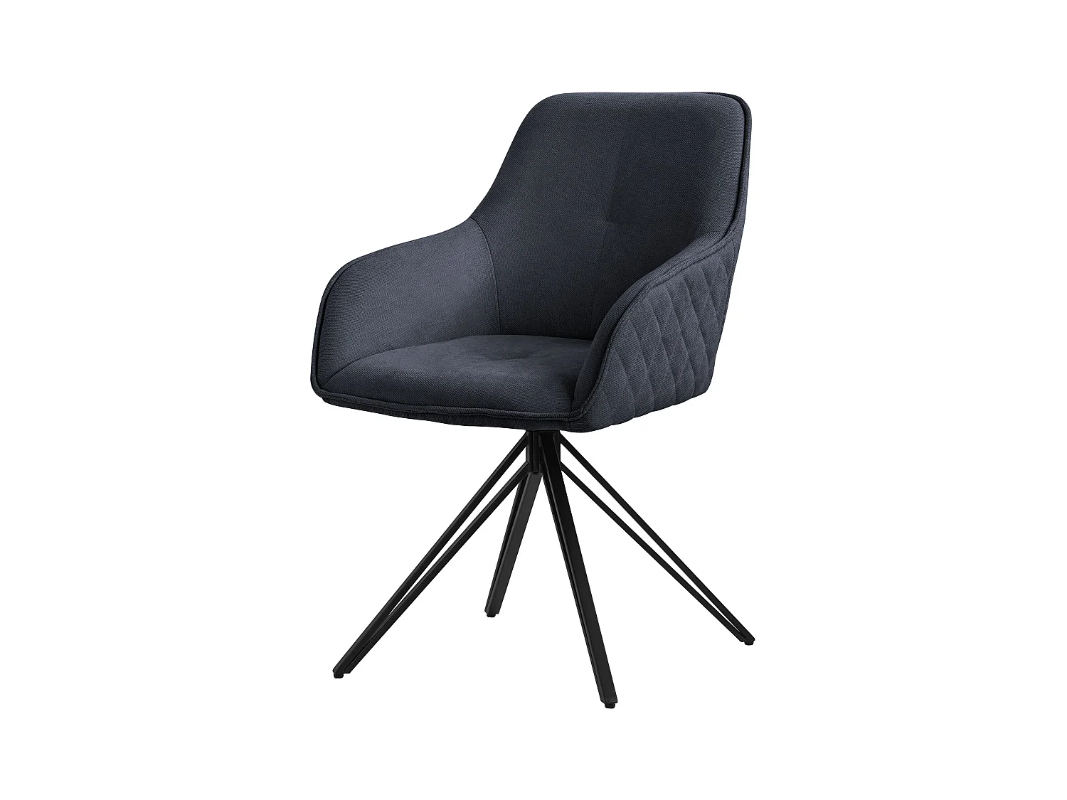 ML-Design Chaise de salle à manger pivotante en textile tissé, noir, chaise de salon avec accoudoirs &amp; dossier, chaise pivotante à 360°, chaise rembourrée avec pieds en métal, fauteuil ergonomique, chaise de cuisine Loungesessel