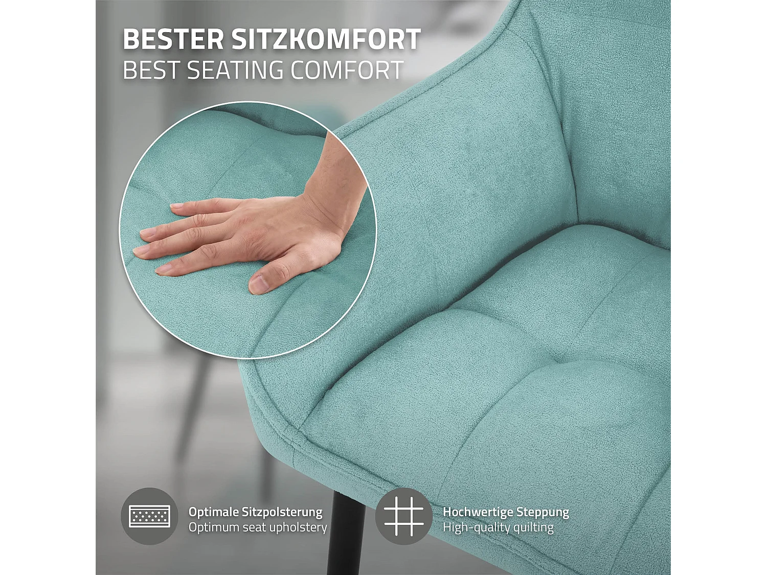 ML-Design 6x Sillas de comedor azul con tapizado de terciopelo grueso con patas metal, respaldo ergonómico sillón moderno para hogar oficina