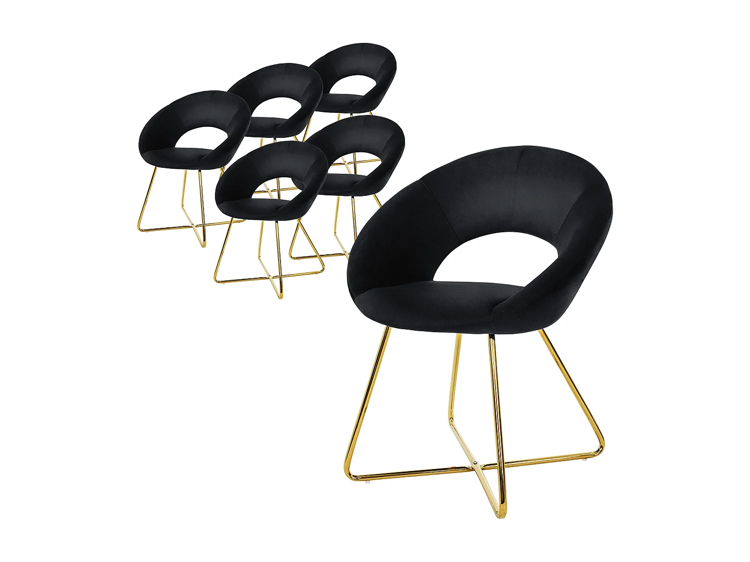 Set 2 sedie sala da pranzo poltroncine sedile schienale imbottito velluto nero