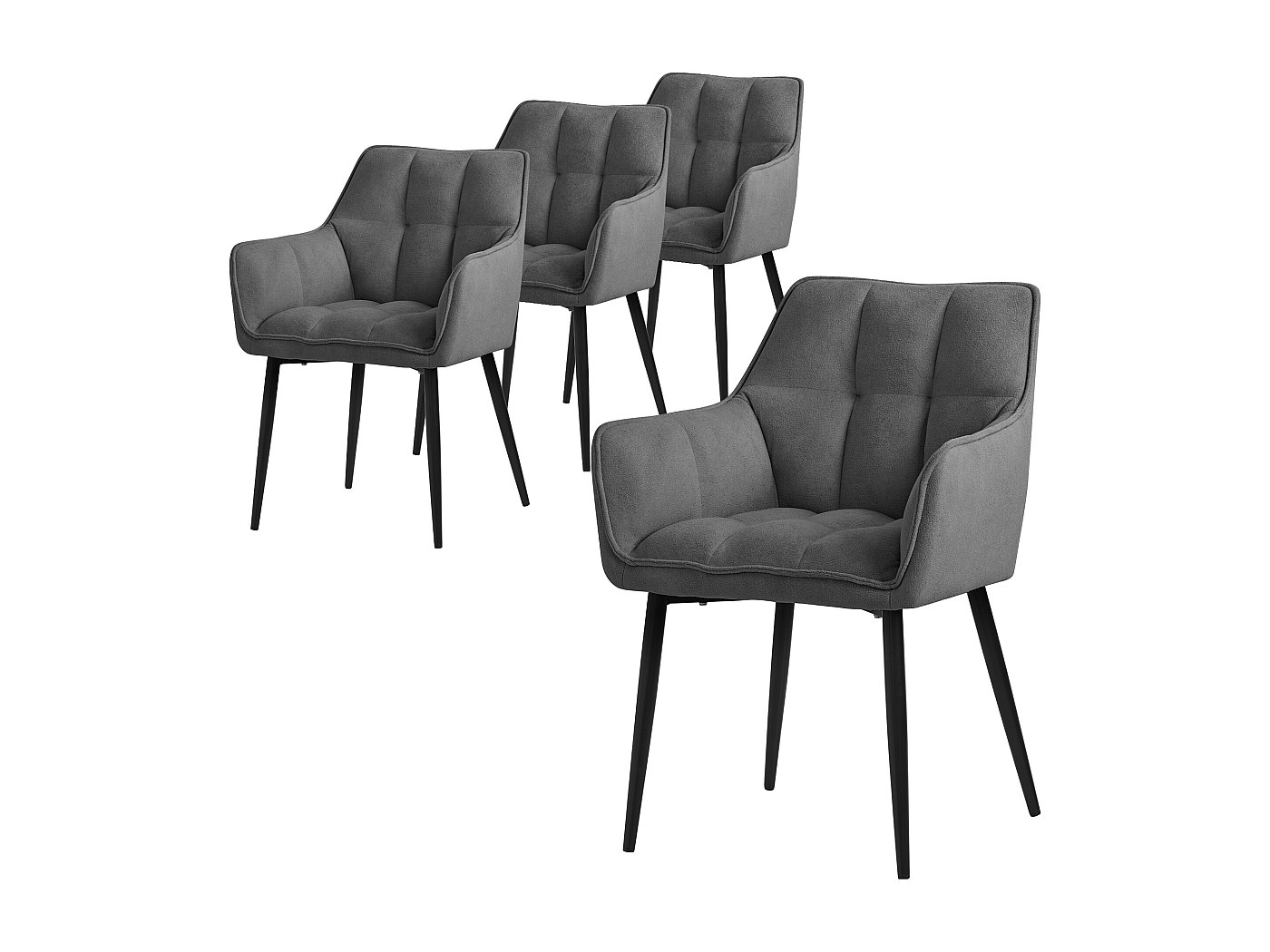 ML-Design Lot de 4 Chaises Salle à Manger en Tissu Éponge, Gris Foncé