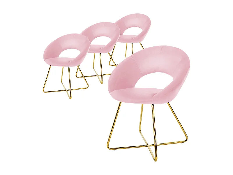 Set 2 sedie sala da pranzo poltroncine sedile schienale imbottito velluto rosa