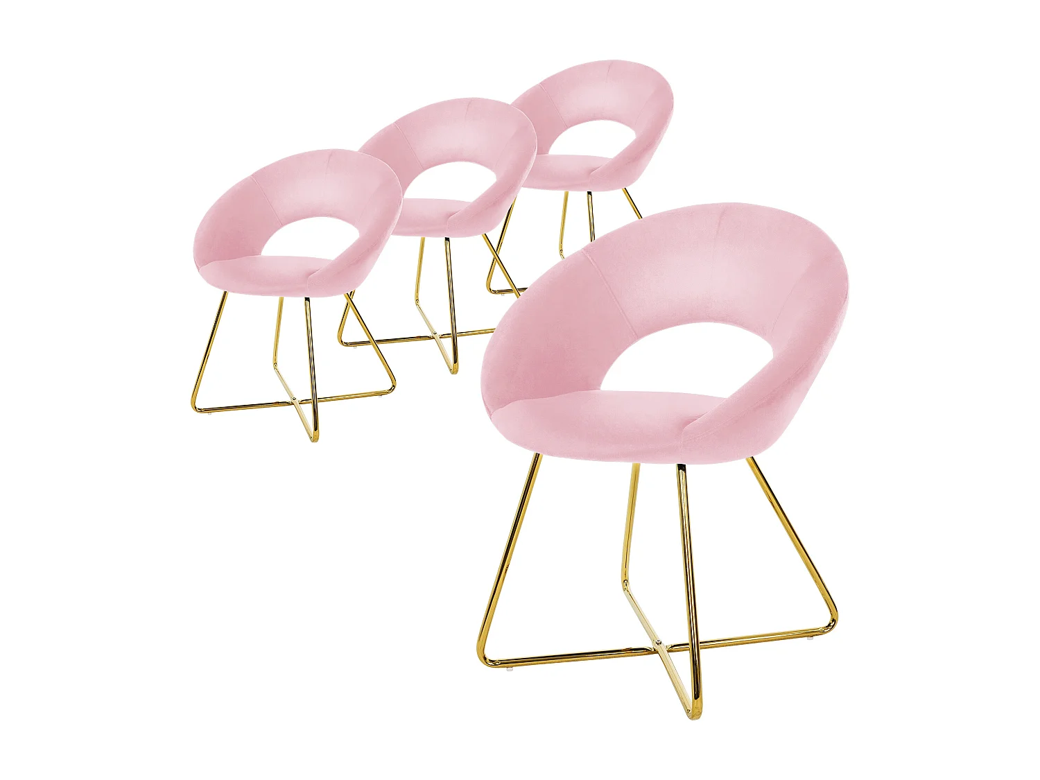 Set 2 sedie sala da pranzo poltroncine sedile schienale imbottito velluto rosa