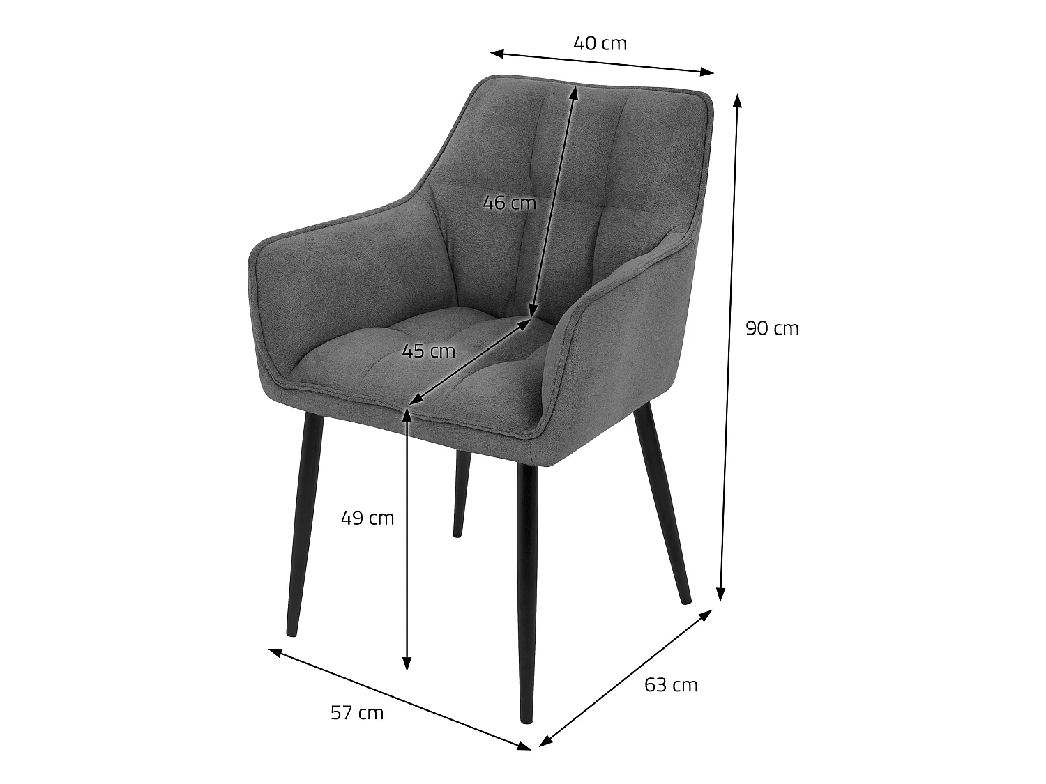Lot de 6 chaises de salle à manger vert foncé dossier et accoudoirs ergonomiques assise rembourrée en tissu éponge piètement en métal design moderne