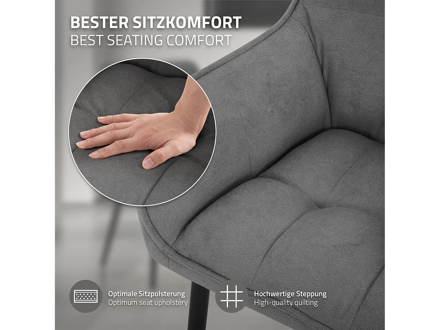 Lot de 6 chaises de salle à manger vert foncé dossier et accoudoirs ergonomiques assise rembourrée en tissu éponge piètement en métal design moderne