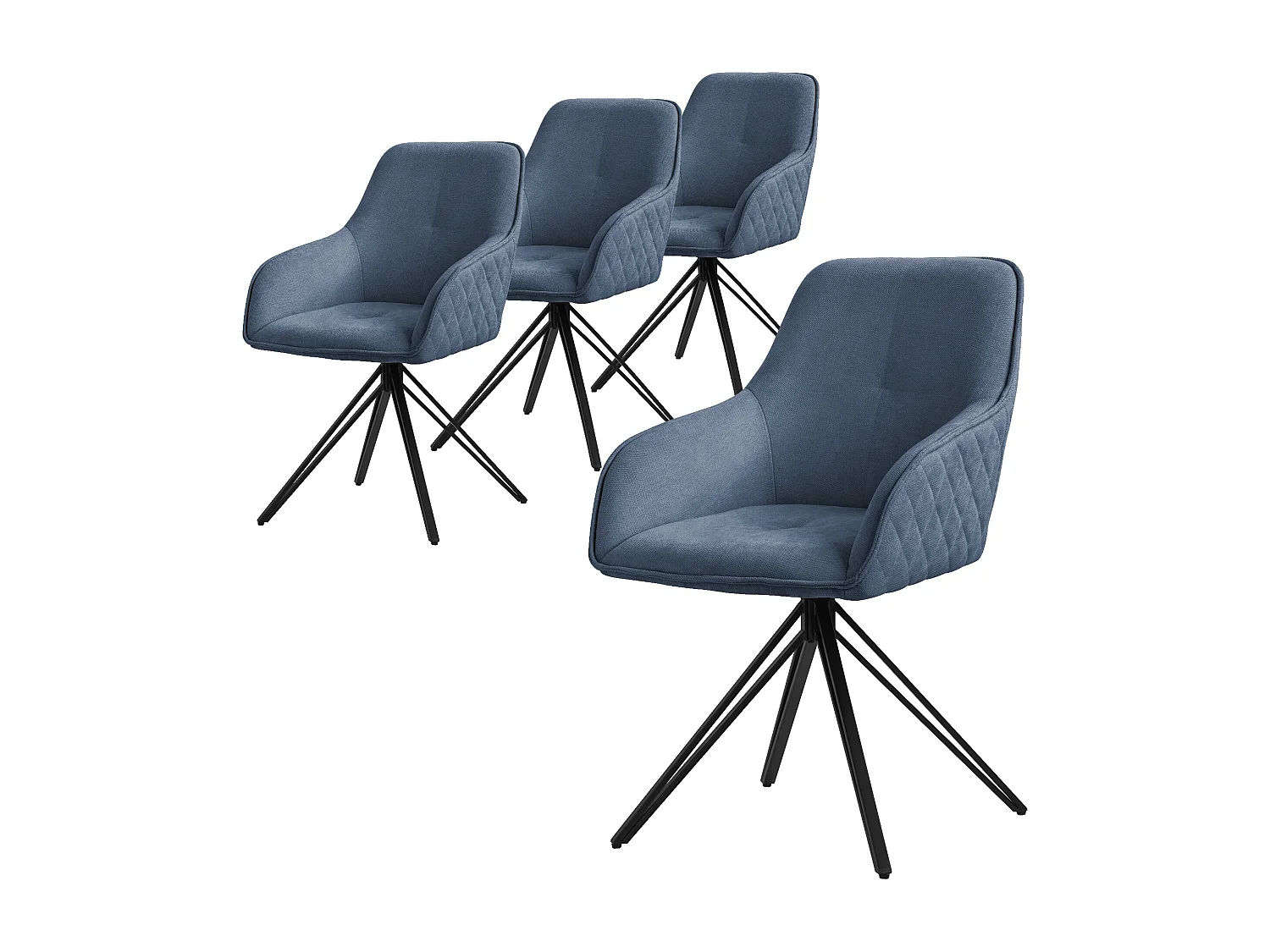 4 silla de comedor giratoria sillón giratorio 360 grados silla de salón azul
