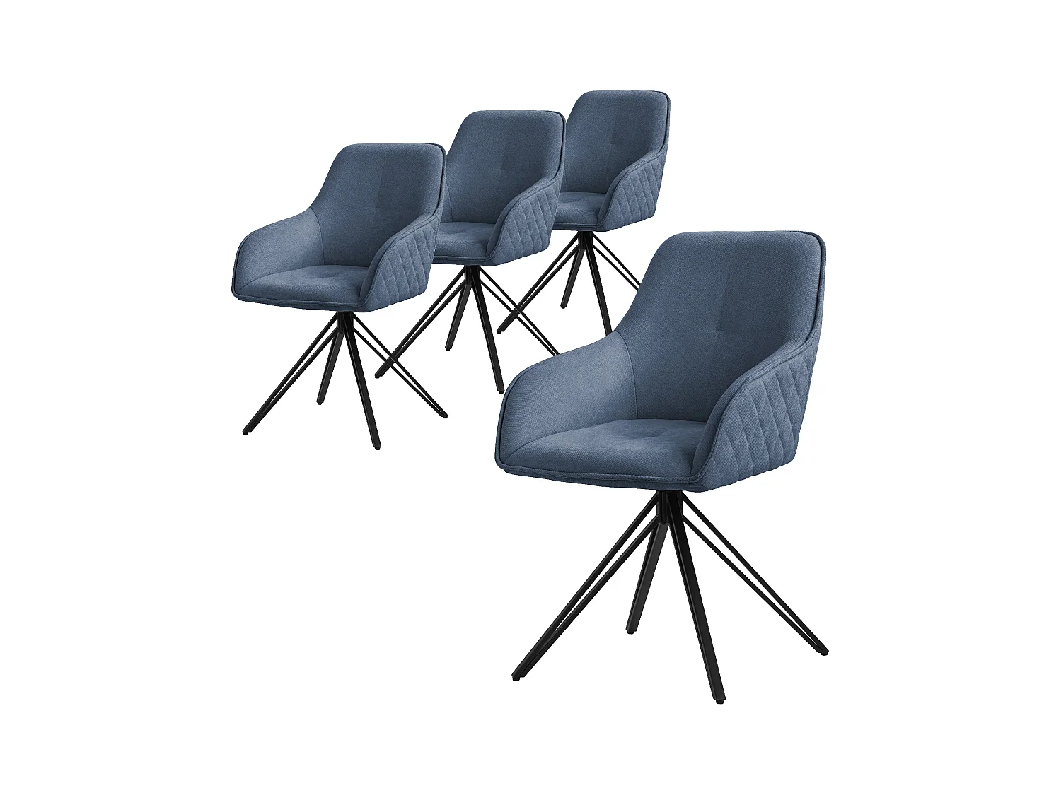 ML-Design Chaise de salle à manger pivotante 4er Set, Textile Tissu, Bleu, Chaise de salon avec accoudoirs/dossier, 360° Chaise pivotante, Chaise rembourrée avec pieds en métal, Fauteuil ergonomique, Chaise de cuisine Loungesessel