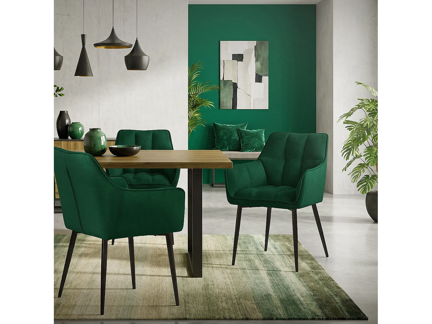 Lot de 2 chaises de salle à manger marron clair assise et dossier rembourrés en éponge tissu polyester ergonomique pieds noir en acier design élégant