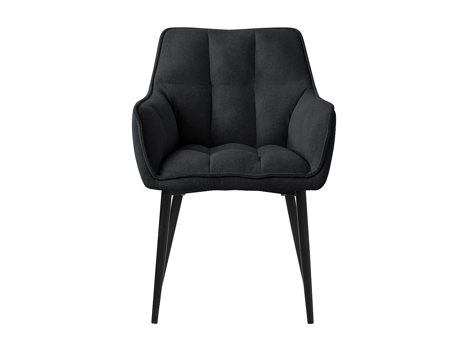 sillas de comedor de tela de rizo negra con elegantes patas de metal negro