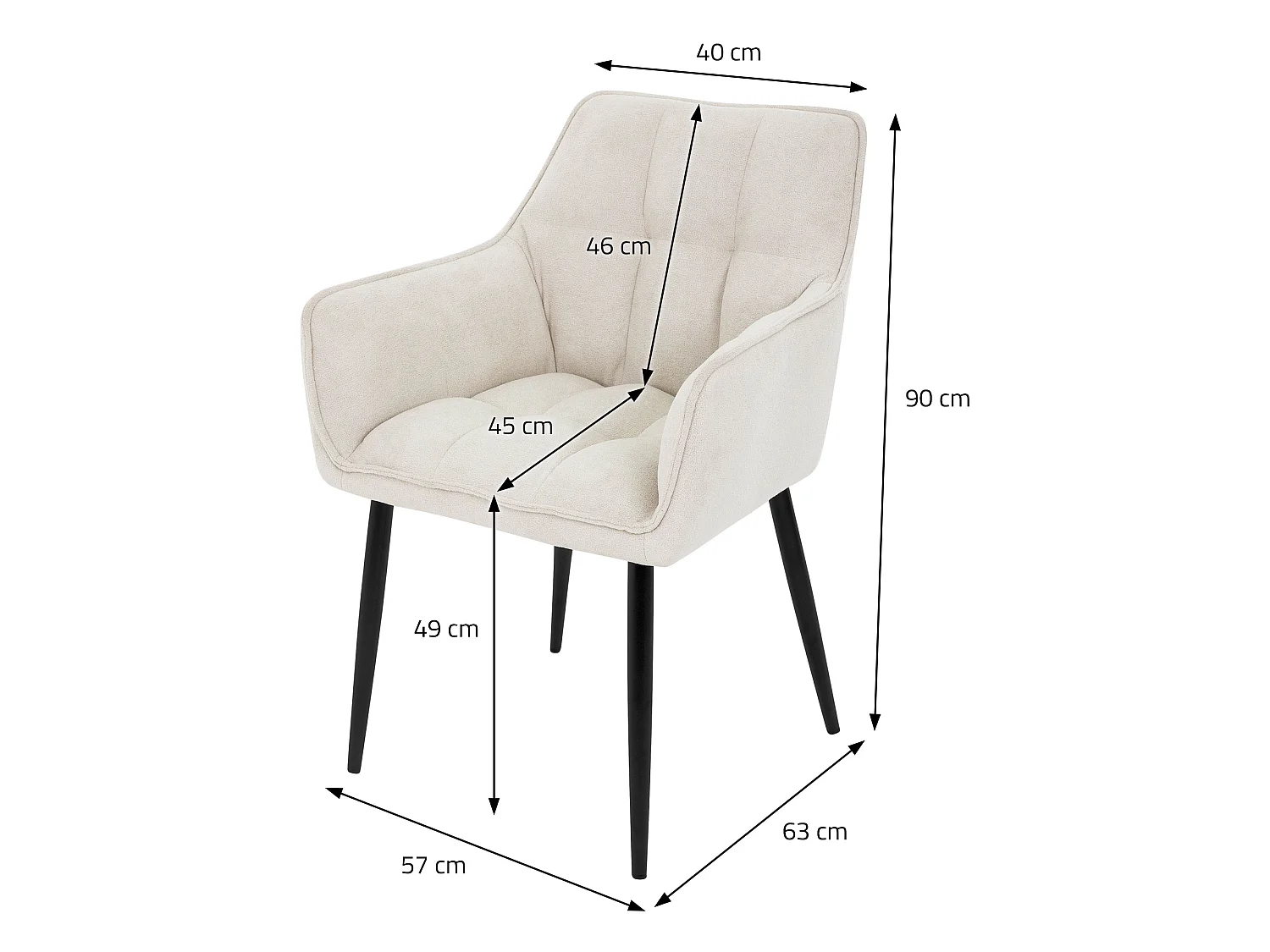 Lot de 4 chaises de salle à manger pétrole dossier et accoudoirs ergonomiques assise rembourrée en tissu éponge piètement en métal design moderne
