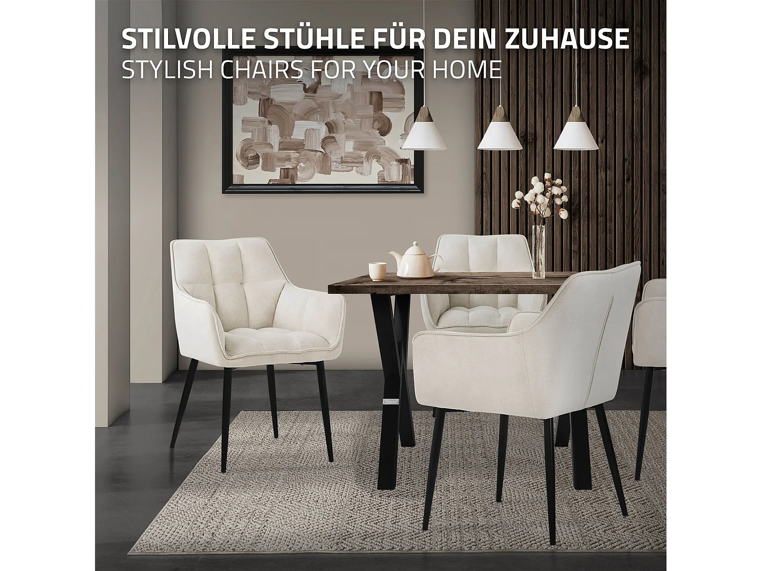 Lot de 4 chaises de salle à manger pétrole dossier et accoudoirs ergonomiques assise rembourrée en tissu éponge piètement en métal design moderne