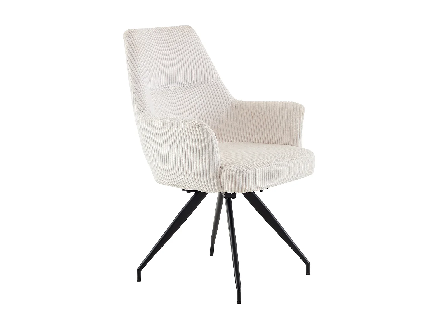 Sedia girevoli con braccioli in Velluto a coste e Metallo Nero Panna - Lotto di 2 - VASKIA