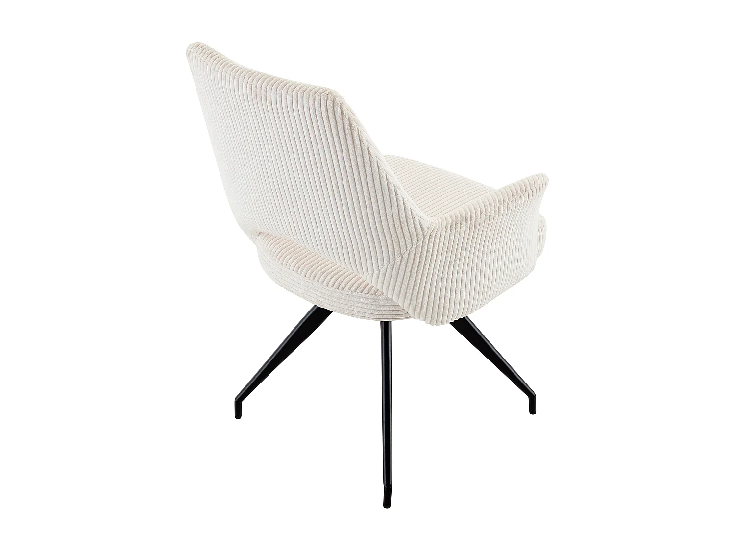 Sedia girevoli con braccioli in Velluto a coste e Metallo Nero Panna - Lotto di 2 - VASKIA